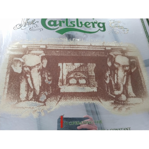 44 - Framed Carlsberg advertising mirror.{91 cm H x 71 cm W}.