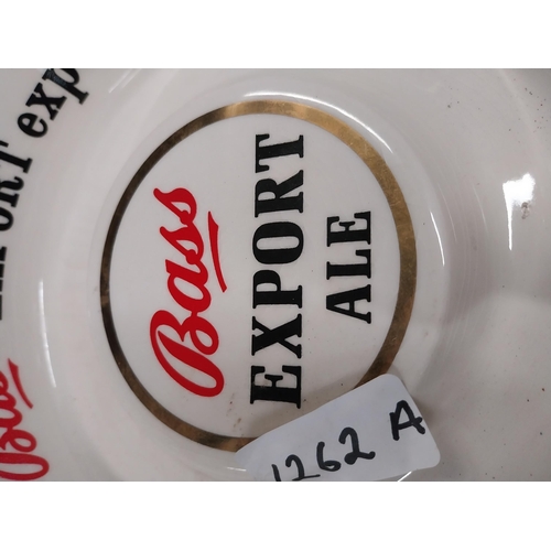 1262A - Be a Bass Expert Wade ceramic advertising ashtray. {4 cm H x 24 cm Dia.}.