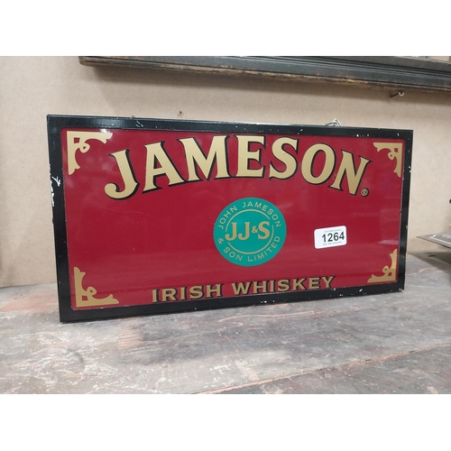 1264 - Jameson Irish Whiskey hanging light up advertising box. {19 cm H x 38 cm W x 6 cm D}.