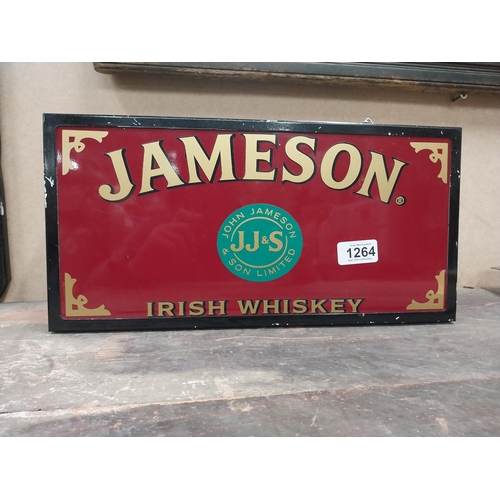 1264 - Jameson Irish Whiskey hanging light up advertising box. {19 cm H x 38 cm W x 6 cm D}.