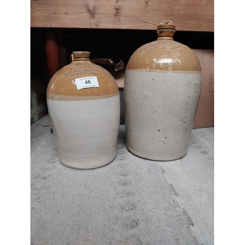 46 - H F Winters Fording bridge two gallon stoneware flagon with some damage {31 cm H x 20 cm Dia}  and S... 