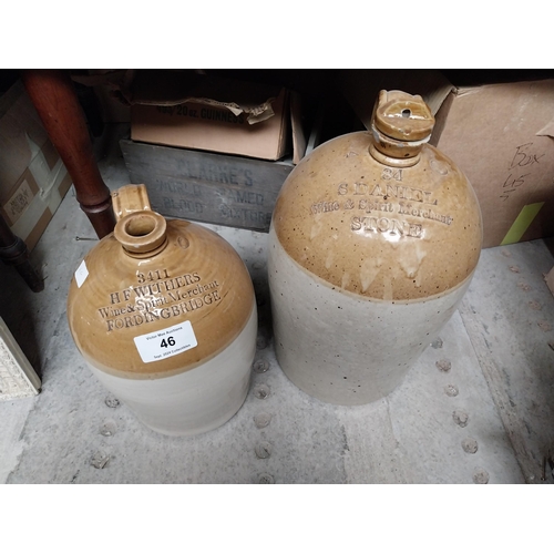 46 - H F Winters Fording bridge two gallon stoneware flagon with some damage {31 cm H x 20 cm Dia}  and S... 