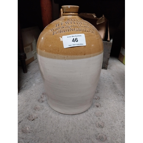 46 - H F Winters Fording bridge two gallon stoneware flagon with some damage {31 cm H x 20 cm Dia}  and S... 