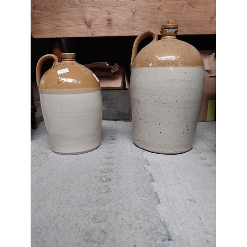 46 - H F Winters Fording bridge two gallon stoneware flagon with some damage {31 cm H x 20 cm Dia}  and S... 