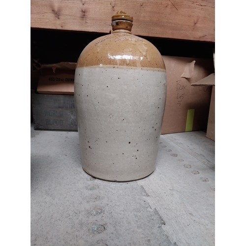 46 - H F Winters Fording bridge two gallon stoneware flagon with some damage {31 cm H x 20 cm Dia}  and S... 