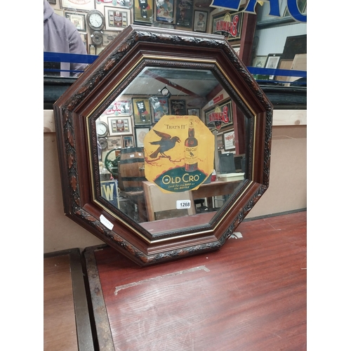 1268 - That's It Old Cro' Whiskey framed advertising mirror. {54 cm H x 54 cm W}.