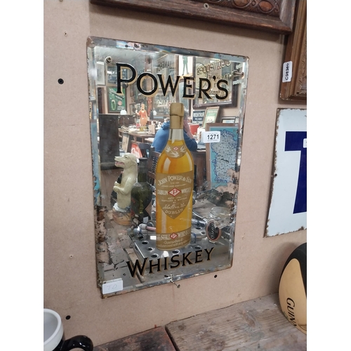 1271 - Powers Whiskey advertising mirror. {47 cm H x 31 cm W}.