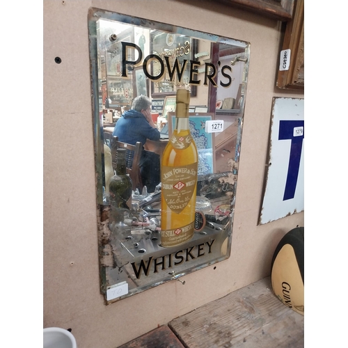 1271 - Powers Whiskey advertising mirror. {47 cm H x 31 cm W}.