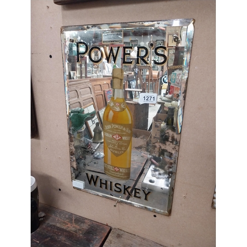 1271 - Powers Whiskey advertising mirror. {47 cm H x 31 cm W}.