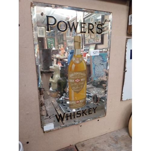 1271 - Powers Whiskey advertising mirror. {47 cm H x 31 cm W}.