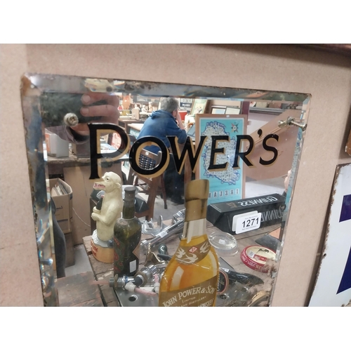 1271 - Powers Whiskey advertising mirror. {47 cm H x 31 cm W}.