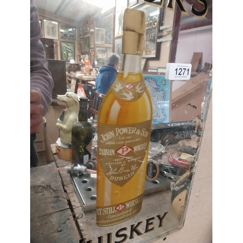 1271 - Powers Whiskey advertising mirror. {47 cm H x 31 cm W}.