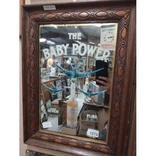 1272 - The Baby Power framed advertising mirror. {50 cm H x 37 cm W}