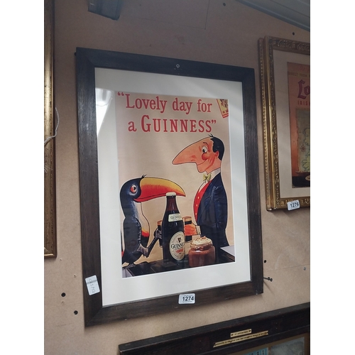 1274 - Lovely Day for A Guinness framed advertising print. {57 cm H x 43 cm W}