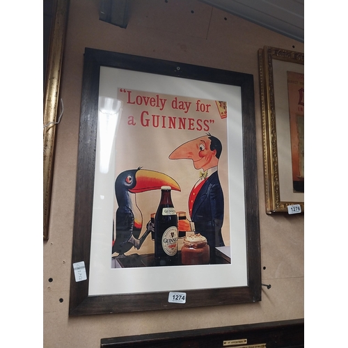 1274 - Lovely Day for A Guinness framed advertising print. {57 cm H x 43 cm W}