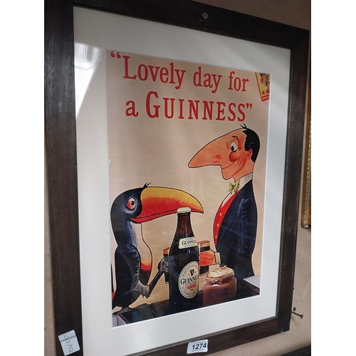 1274 - Lovely Day for A Guinness framed advertising print. {57 cm H x 43 cm W}