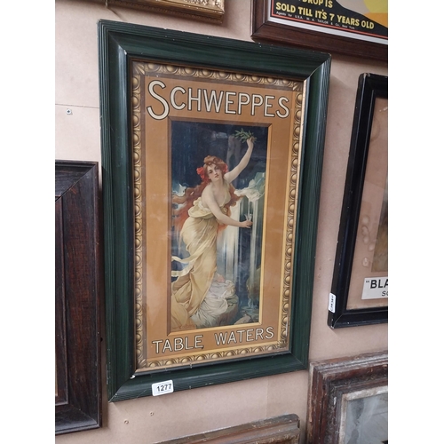 1277 - Schweppes Table Waters framed showcard. {62 cm H x 41 cm W}.