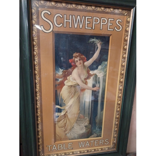 1277 - Schweppes Table Waters framed showcard. {62 cm H x 41 cm W}.