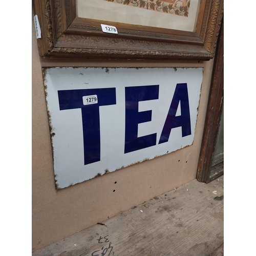 1279 - Tea enamel sign. {22 cm H x 32 cm W}.