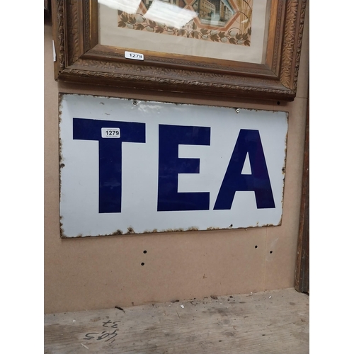 1279 - Tea enamel sign. {22 cm H x 32 cm W}.