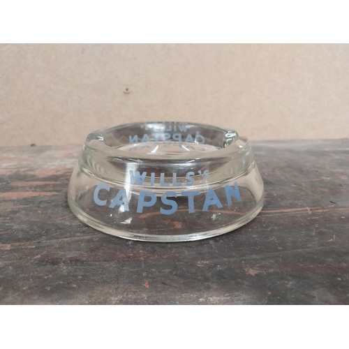 1284 - Glass Wills's Capstan ashtray {4 cm H x 12 cm Dia.} and Player's Mild Cigars ashtray {3 cm H x 15 cm... 