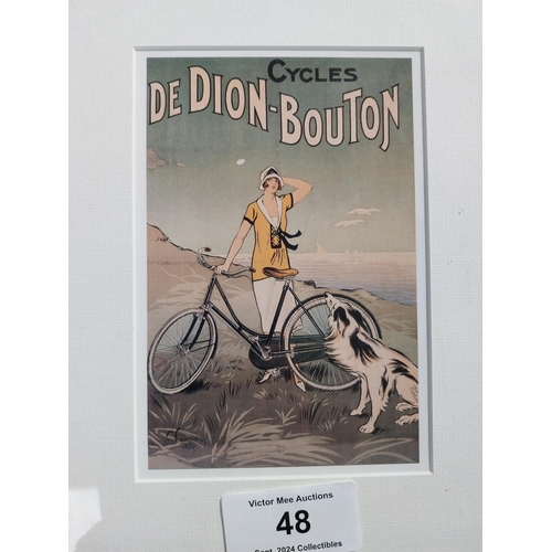 48 - Set of four French framed advertising prints {33cm H x 26cm W}