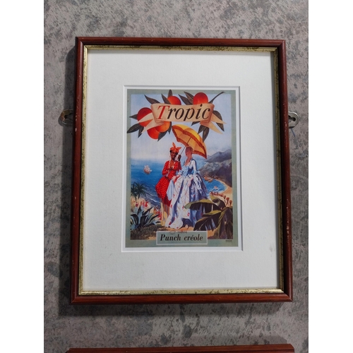 48 - Set of four French framed advertising prints {33cm H x 26cm W}