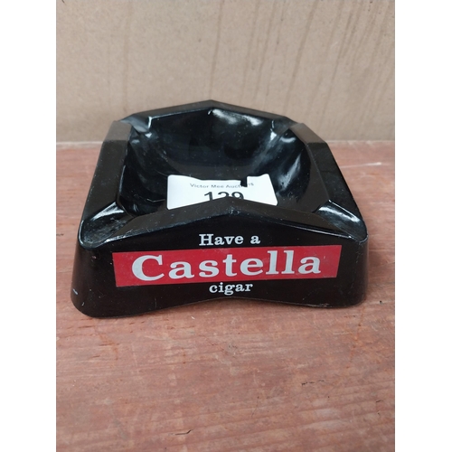 129 - Pony Rich and Dark glass advertising ashtray {4 cm H x 15 cm Diam.} and Castella Cigars advertising ... 