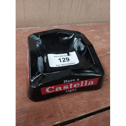 129 - Pony Rich and Dark glass advertising ashtray {4 cm H x 15 cm Diam.} and Castella Cigars advertising ... 