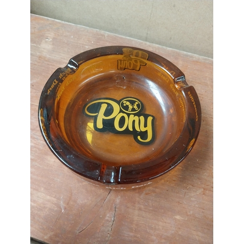 129 - Pony Rich and Dark glass advertising ashtray {4 cm H x 15 cm Diam.} and Castella Cigars advertising ... 