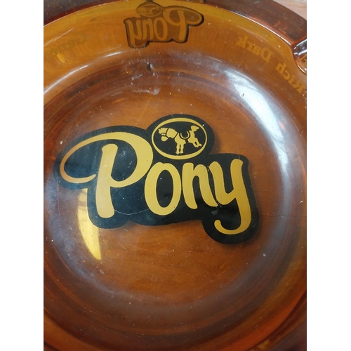 129 - Pony Rich and Dark glass advertising ashtray {4 cm H x 15 cm Diam.} and Castella Cigars advertising ... 