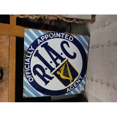 1299 - Rare RIAC Officially Appointed Agent double sided enamel advertising sign. {72 cm H x 72 cm W}