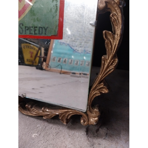 1302 - Singer Sewing Machines advertising mirror in gilt frame. {64 cm H x 45 cm W}.