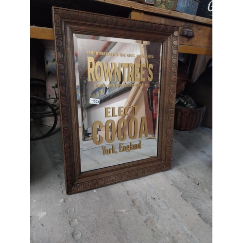 1303 - Rowntree's Elect Cocoa York England framed advertising mirror. {69 cm H x 53 cm W}