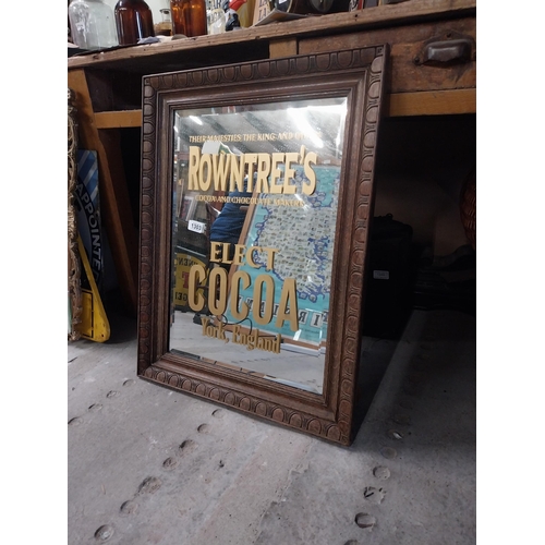 1303 - Rowntree's Elect Cocoa York England framed advertising mirror. {69 cm H x 53 cm W}