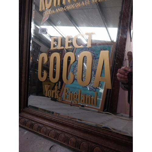 1303 - Rowntree's Elect Cocoa York England framed advertising mirror. {69 cm H x 53 cm W}