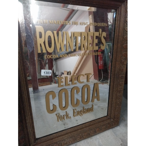 1303 - Rowntree's Elect Cocoa York England framed advertising mirror. {69 cm H x 53 cm W}