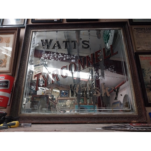 1308 - Early 1900's Watt's Tyrconnell Whisky mirror in original decorated frame. {125 cm H x 138 cm W}.