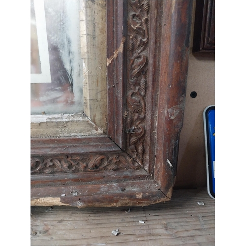 1308 - Early 1900's Watt's Tyrconnell Whisky mirror in original decorated frame. {125 cm H x 138 cm W}.