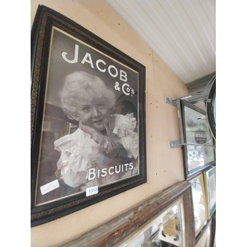 1312 - Jacob and Co's Biscuits Black and White print in original Jacob's  frame. {57 cm H x 45 cm W}.