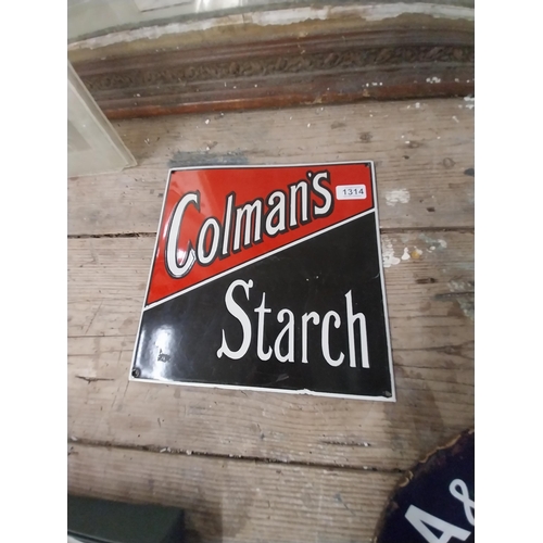 1314 - Colman's Starch enamel advertising sign. {30 cm H x 30 cm W}.