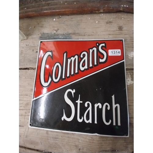 1314 - Colman's Starch enamel advertising sign. {30 cm H x 30 cm W}.