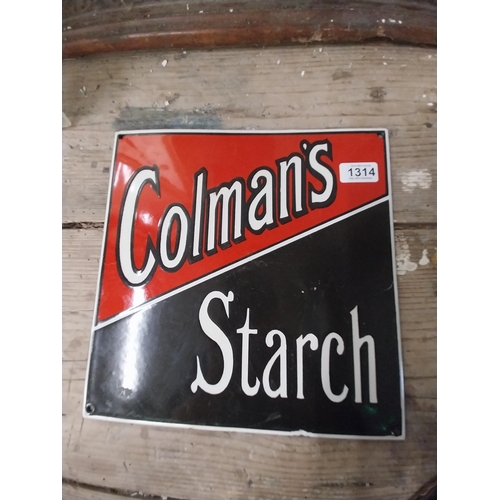 1314 - Colman's Starch enamel advertising sign. {30 cm H x 30 cm W}.