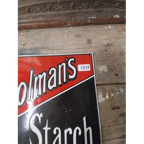 1314 - Colman's Starch enamel advertising sign. {30 cm H x 30 cm W}.