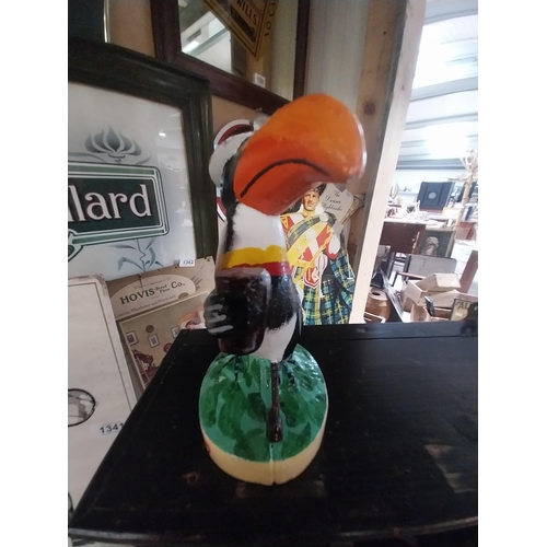 1319 - Guinness advertising cast iron Toucan figure. {17 cm H x 11 cm W x 7 cm W}.