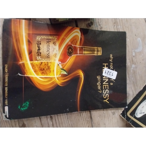 1321 - Why not Try a Hennessy Ginger showcard {30 cm H x 21 cm W}, tinplate Allumettes advertising box {9 c... 