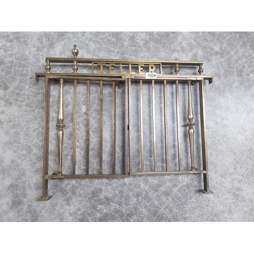 1324 - 19th C. brass bank Teller's two door grille. {92 cm H x 61 cm W}.