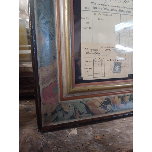 1328 - Framed montage of Billheads -  Suttons Limited, McKenzies Cork and Riordan's Cork. {86 cm H x 64 cm ... 