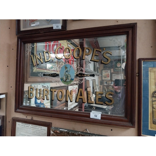 52 - Early 20th C. Ind Coope's Burtons Ales framed advertising mirror. {59 cm H x 86 cm W}.