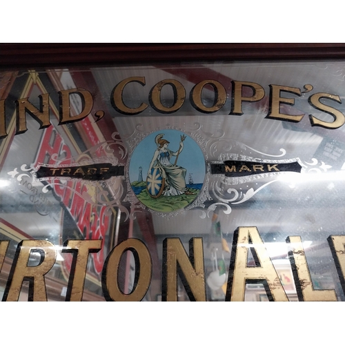 52 - Early 20th C. Ind Coope's Burtons Ales framed advertising mirror. {59 cm H x 86 cm W}.